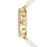 Buy Shop Michael Kors Parker White Dial with Diamonds White Leather Strap Watch for Women - MK2290 USA Online