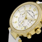 Buy Shop Michael Kors Parker White Dial with Diamonds White Leather Strap Watch for Women - MK2290 USA Online