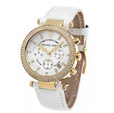 Buy Shop Michael Kors Parker White Dial with Diamonds White Leather Strap Watch for Women - MK2290 USA Online