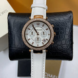Buy Shop Michael Kors Parker White Diamonds Dial White Leather Strap Watch for Women - MK2281 USA Online