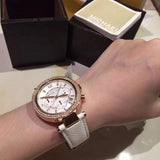 Buy Shop Michael Kors Parker White Diamonds Dial White Leather Strap Watch for Women - MK2281 USA Online