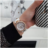 Buy Shop Michael Kors Parker White Diamonds Dial White Leather Strap Watch for Women - MK2281 USA Online