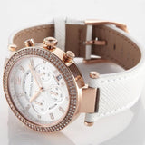 Buy Shop Michael Kors Parker White Diamonds Dial White Leather Strap Watch for Women - MK2281 USA Online