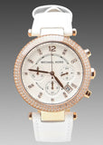 Buy Shop Michael Kors Parker White Diamonds Dial White Leather Strap Watch for Women - MK2281 USA Online