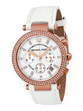 Buy Shop Michael Kors Parker White Diamonds Dial White Leather Strap Watch for Women - MK2281 USA Online