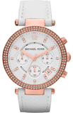 Buy Shop Michael Kors Parker White Diamonds Dial White Leather Strap Watch for Women - MK2281 USA Online