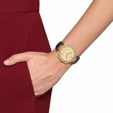 Buy Shop Michael Kors Parker Gold Dial Blue Leather Strap Watch for Women - MK2280 USA Online