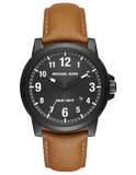 Buy Shop Michael Kors Paxton Analog Black Dial Brown Rubber Strap Watch For Men - MK8502 USA Online