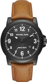 Buy Shop Michael Kors Paxton Analog Black Dial Brown Rubber Strap Watch For Men - MK8502 USA Online