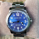 Buy Shop Michael Kors Paxton Analog Blue Dial Grey Steel Strap Watch For Men - MK8499 USA Online