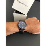 Buy Shop Michael Kors Paxton Analog Blue Dial Grey Steel Strap Watch For Men - MK8499 USA Online