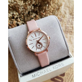 Buy Shop Michael Kors Petite Portia Silver Dial Pink Rubber Strap Watch For Women - MK2735 USA Online