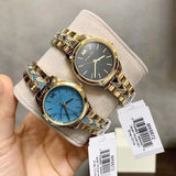 Buy Shop Michael Kors Petite Runway Mercer Blue Dial Gold Steel Strap Watch For Women - MK6673 USA Online
