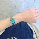 Buy Shop Michael Kors Petite Runway Mercer Blue Dial Gold Steel Strap Watch For Women - MK6673 USA Online