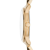 Buy Shop Michael Kors Petite Runway Mercer Blue Dial Gold Steel Strap Watch For Women - MK6673 USA Online