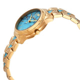 Buy Shop Michael Kors Petite Runway Mercer Blue Dial Gold Steel Strap Watch For Women - MK6673 USA Online