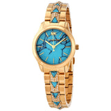 Buy Shop Michael Kors Petite Runway Mercer Blue Dial Gold Steel Strap Watch For Women - MK6673 USA Online
