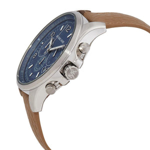 Buy Shop Michael Kors Pilot Chronograph Blue Dial Brown Leather Strap Watch for Men - MK9128 USA Online