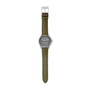 Buy Shop Michael Kors Pilot Chronograph Grey Dial Grey Leather Strap Watch for Men - MK9129 USA Online