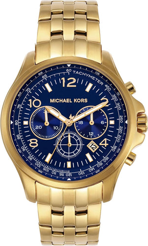 Buy Shop Michael Kors Pilot Quartz Blue Dial Gold Steel Strap Watch For Men - MK9125 USA Online