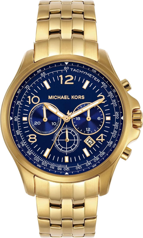 Buy Shop Michael Kors Pilot Quartz Blue Dial Gold Steel Strap Watch For Men - MK9125 USA Online