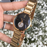 Buy Shop Michael Kors Portia Black Dial Gold Steel Strap Watch for Women - MK3788 USA Online