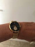 Buy Shop Michael Kors Portia Black Dial Gold Steel Strap Watch for Women - MK3788 USA Online