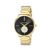 Buy Shop Michael Kors Portia Black Dial Gold Steel Strap Watch for Women - MK3788 USA Online