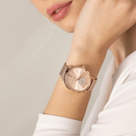 Buy Shop Michael Kors Portia Rose Gold Dial Rose Gold Mesh Bracelet Watch for Women - MK3845 USA Online