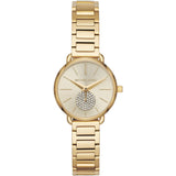 Buy Shop Michael Kors Portia Quartz Gold Dial Gold Steel Strap Watch For Women - MK3838 USA Online