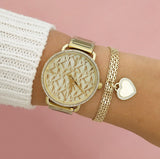 Buy Shop Michael Kors Portia Quartz Gold Dial Gold Steel Strap Watch For Women - MK3886 USA Online