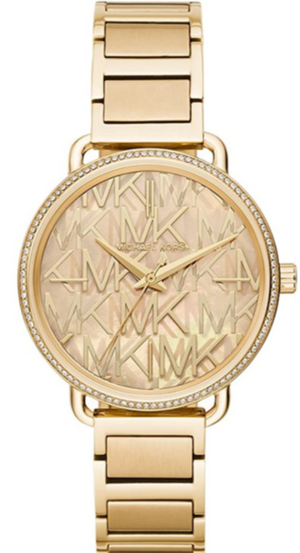 Buy Shop Michael Kors Portia Quartz Gold Dial Gold Steel Strap Watch For Women - MK3886 USA Online