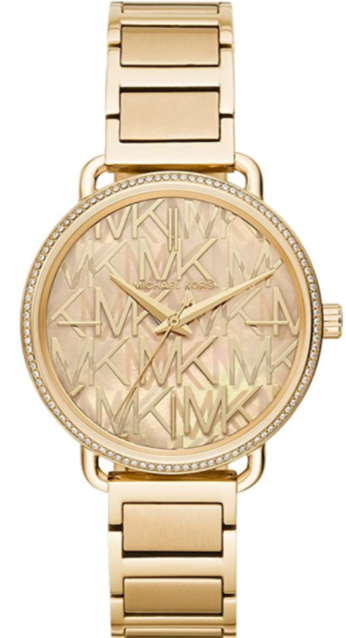 Buy Shop Michael Kors Portia Quartz Gold Dial Gold Steel Strap Watch For Women - MK3886 USA Online