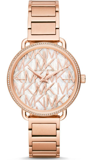 Buy Shop Michael Kors Portia Quartz Silver Dial Rose Gold Steel Strap Watch For Women - MK3887 USA Online