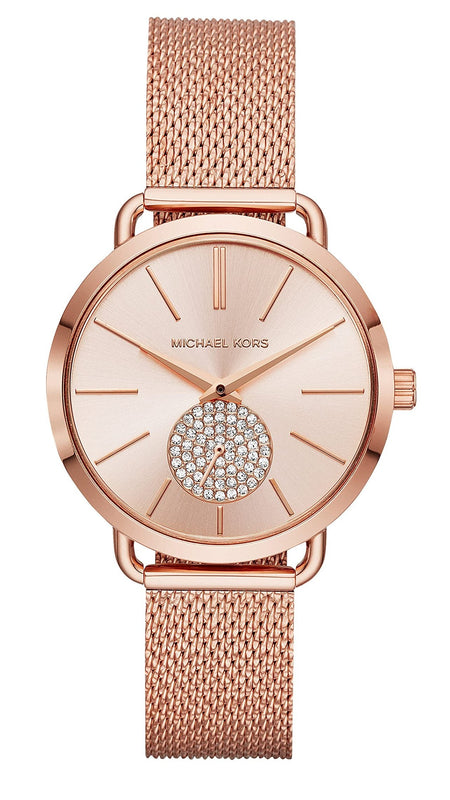 Buy Shop Michael Kors Portia Rose Gold Dial Rose Gold Mesh Bracelet Watch for Women - MK3845 USA Online