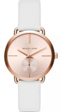Buy Shop Michael Kors Portia Rose Gold Dial White Leather Strap Watch For Women - MK2660 USA Online