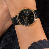 Buy Shop Michael Kors Pyper Black Dial Black Leather Strap Watch For Women - MK2747 USA Online