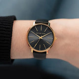 Buy Shop Michael Kors Pyper Black Dial Black Leather Strap Watch For Women - MK2747 USA Online