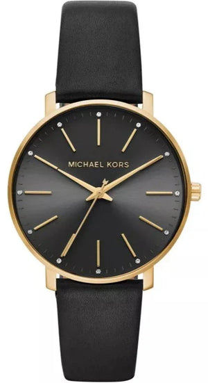 Buy Shop Michael Kors Pyper Black Dial Black Leather Strap Watch For Women - MK2747 USA Online