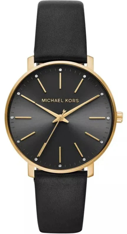 Buy Shop Michael Kors Pyper Black Dial Black Leather Strap Watch For Women - MK2747 USA Online