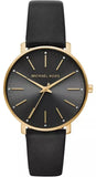 Buy Shop Michael Kors Pyper Black Dial Black Leather Strap Watch For Women - MK2747 USA Online