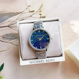 Buy Shop Michael Kors Pyper Blue Dial Silver Steel Strap Watch For Women - MK4671 USA Online