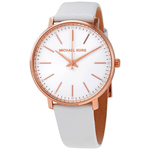 Buy Shop Michael Kors Pyper Quartz White Dial White Leather Strap Watch For Women - MK2800 USA Online