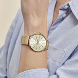 Buy Shop Michael Kors Pyper Quartz Gold Dial Gold Mesh Strap Watch For Women - MK4339 USA Online