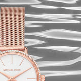 Buy Shop Michael Kors Pyper Quartz Mother of Pearl White Dial Rose Gold Mesh Strap Watch For Women - MK4588 USA Online
