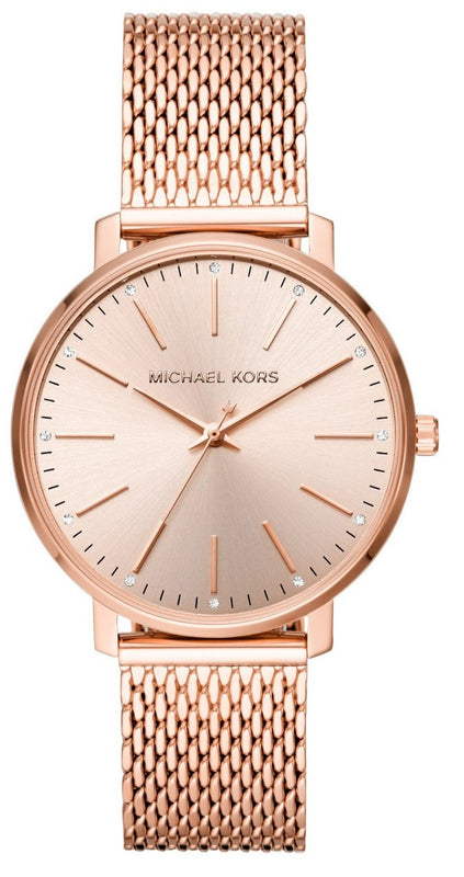 Buy Shop Michael Kors Pyper Quartz Rose Gold Dial Rose Gold Mesh Strap Watch For Women - MK4340 USA Online