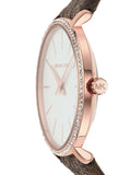 Buy Shop Michael Kors Pyper Quartz Silver Dial Brown Leather Strap Watch for Women - MK1036 USA Online