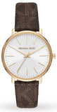 Buy Shop Michael Kors Pyper Quartz Silver Dial Brown Leather Strap Watch For Women - MK2857 USA Online