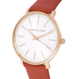 Buy Shop Michael Kors Pyper Quartz Silver Dial Brown Leather Watch For Women - MK2740 USA Online