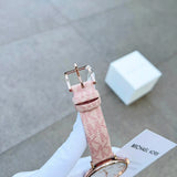 Buy Shop Michael Kors Pyper Quartz Silver Dial Pink Leather Strap Watch for Women - MK2947 USA Online